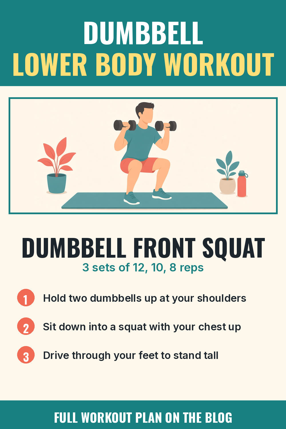 Dumbbell Lower Body Workout: Front Squats, Lunges, RDLs and Cossack Squats