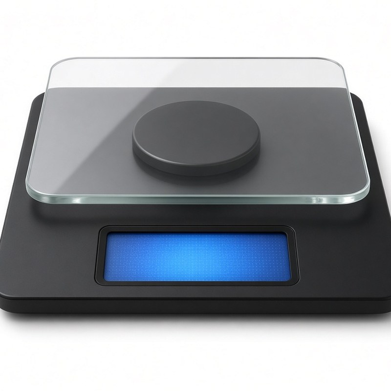 Illustration-style product photo: digital kitchen scale