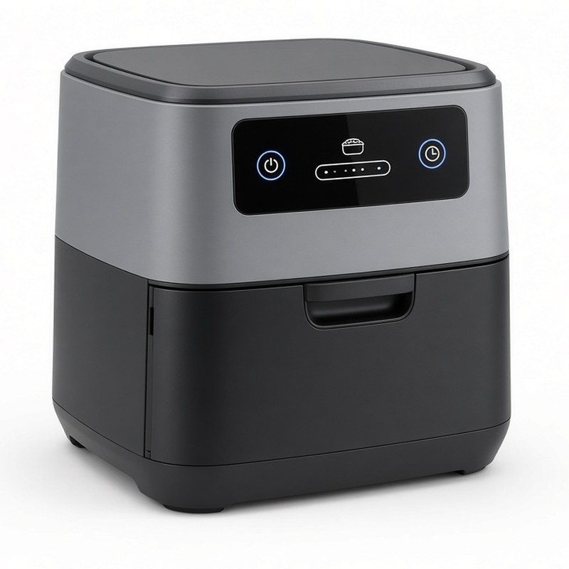 Illustration-style product photo: air fryer