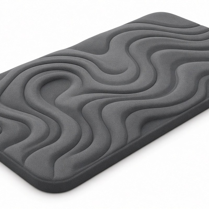 Illustration-style product photo: standing desk mat