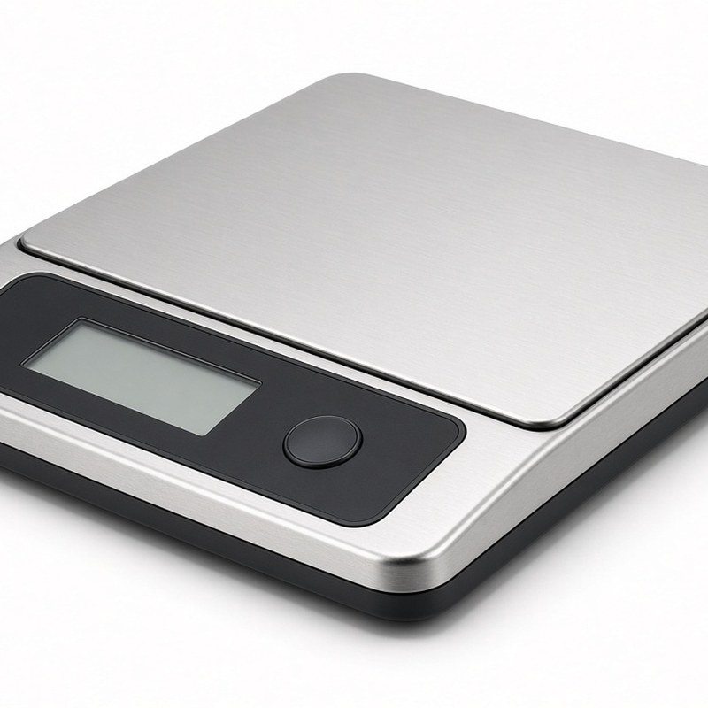 Illustration-style product photo: digital kitchen scale