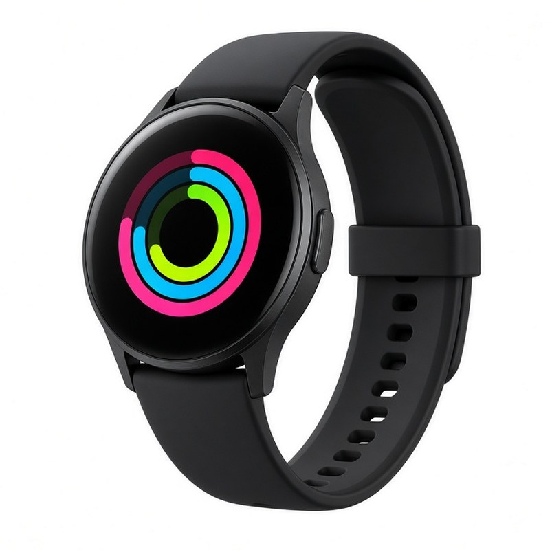 Illustration-style product photo: fitness tracker