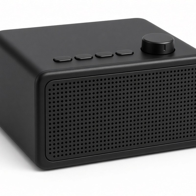Illustration-style product photo: white noise / sleep sound machine