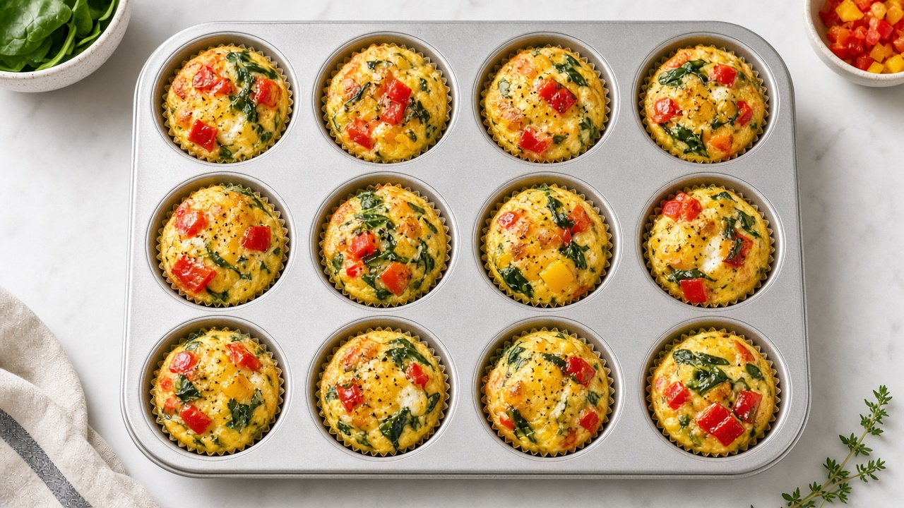 Egg muffins with spinach and peppers
