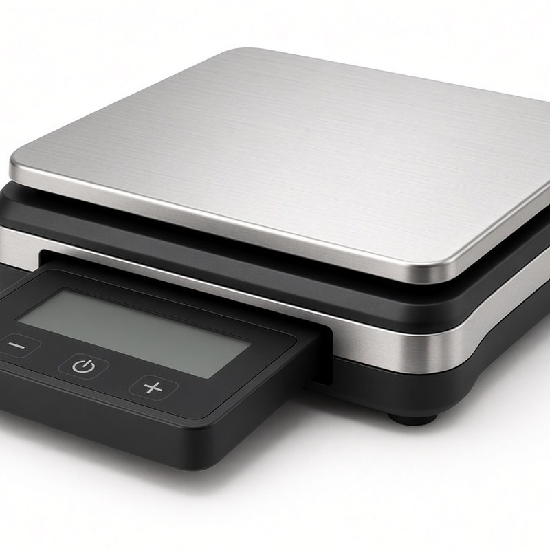 Illustration-style product photo: digital kitchen scale
