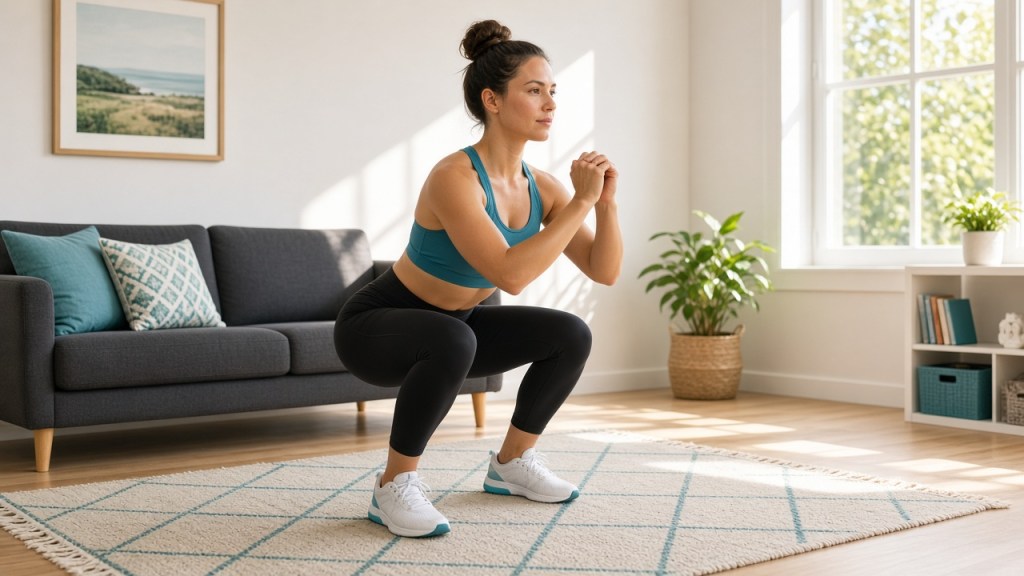 Bodyweight squat at home